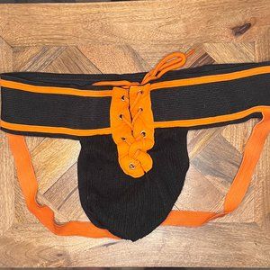 Black Unicorn Lace Up Football Jock - Orange